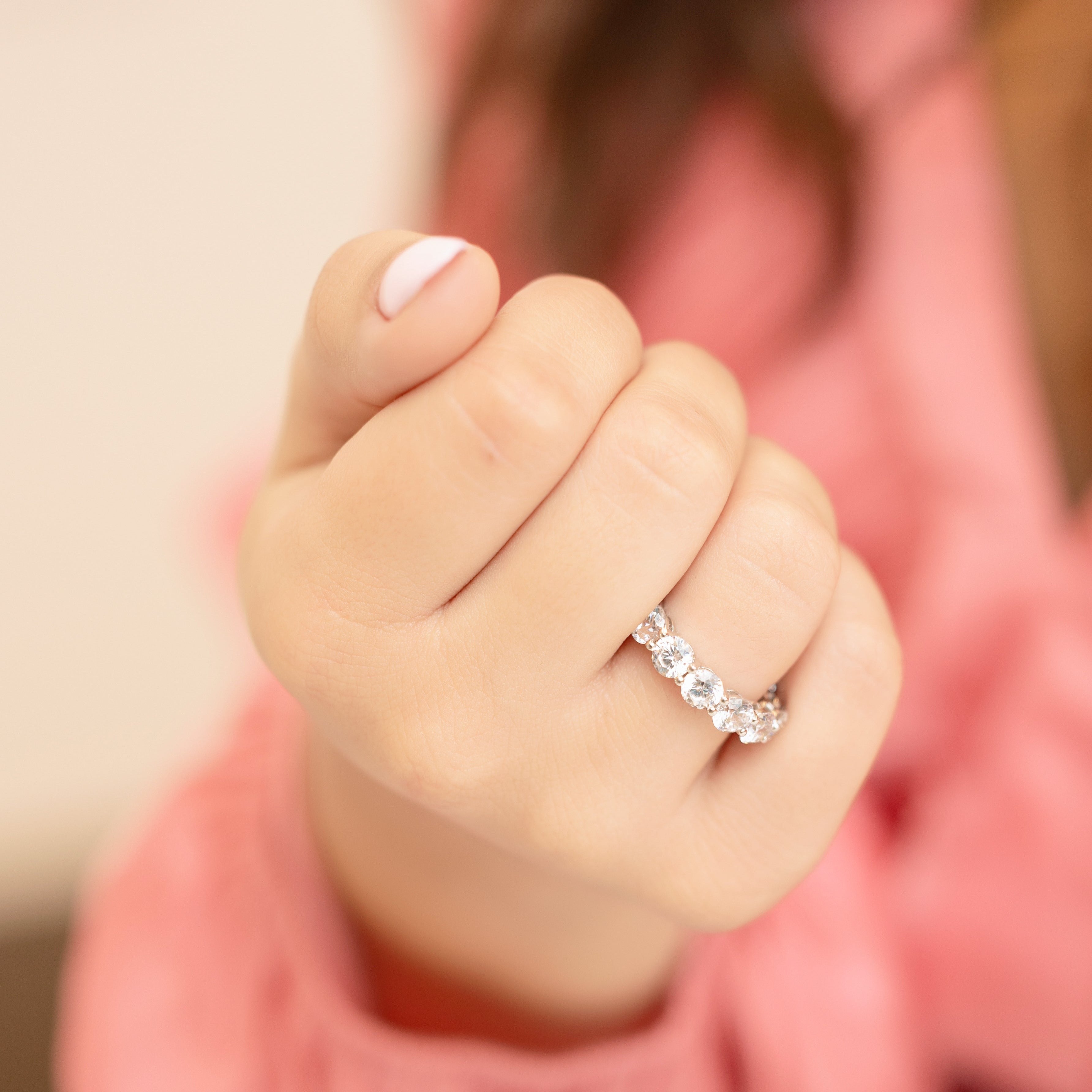 Evelyn Eternity Ring in Silver - Bold and Beautiful Attention Grabber!