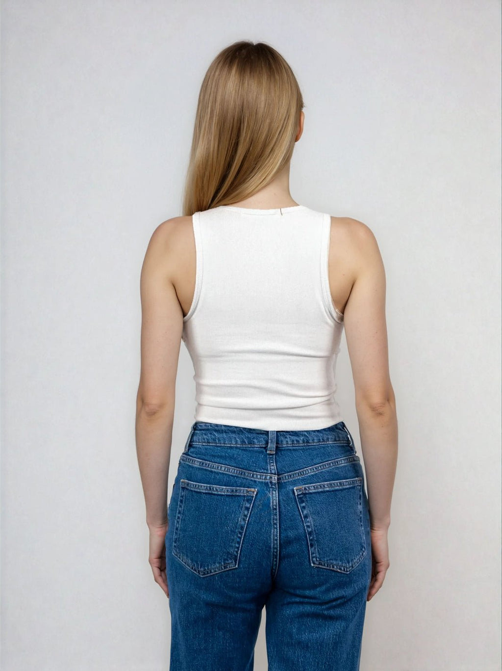High Neck Tank Raw Hem - Cropped